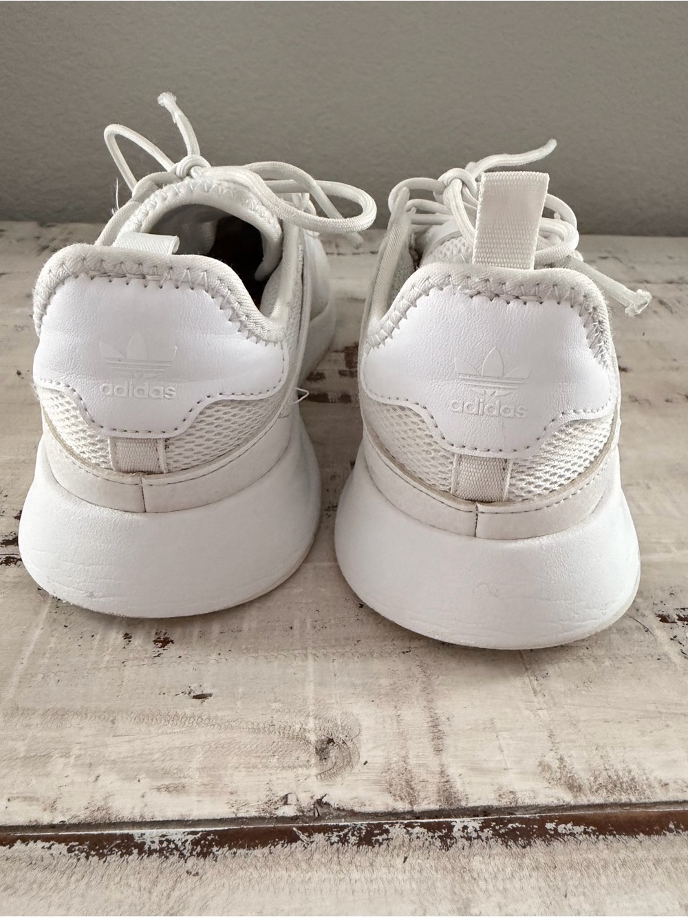 Adidas Originals X_PLR Triple White Mesh Sneakers Kids Size 3.5 Youth EU 35 - Picture 3 of 13